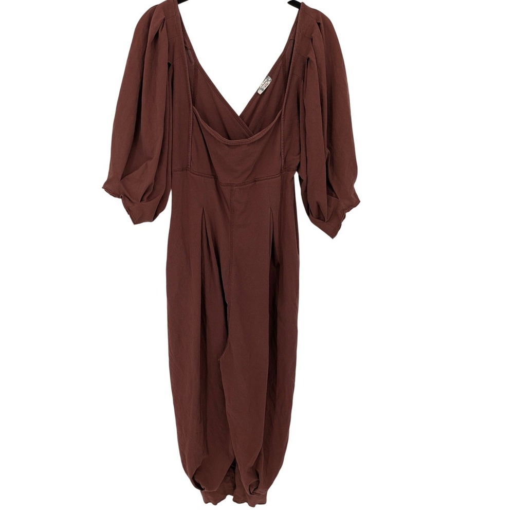 Intimately Free People Lotta Love‎ Jumpsuit Medium Brown Puff Sleeve Oversize
